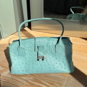 Vintage Cape Cobra Genuine Full Quill Ostrich Leather Handbag Top Handle